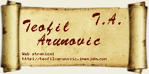 Teofil Arunović vizit kartica